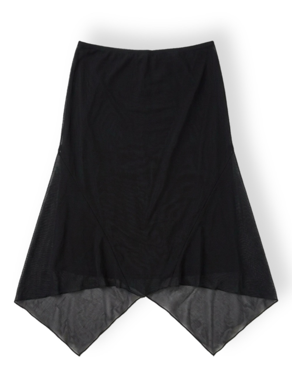 & Other Stories Stockholm ATELIER Black Asymmetrical Mesh Midi Skirt (small)